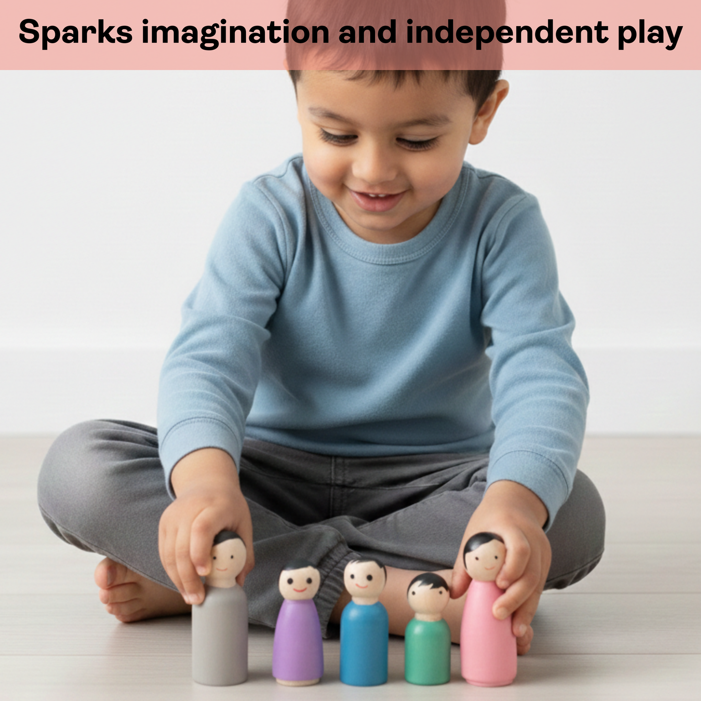 Wooden Peg Dolls Family of 5