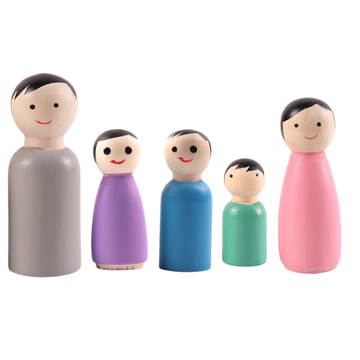 Wooden Peg Dolls Family of 5