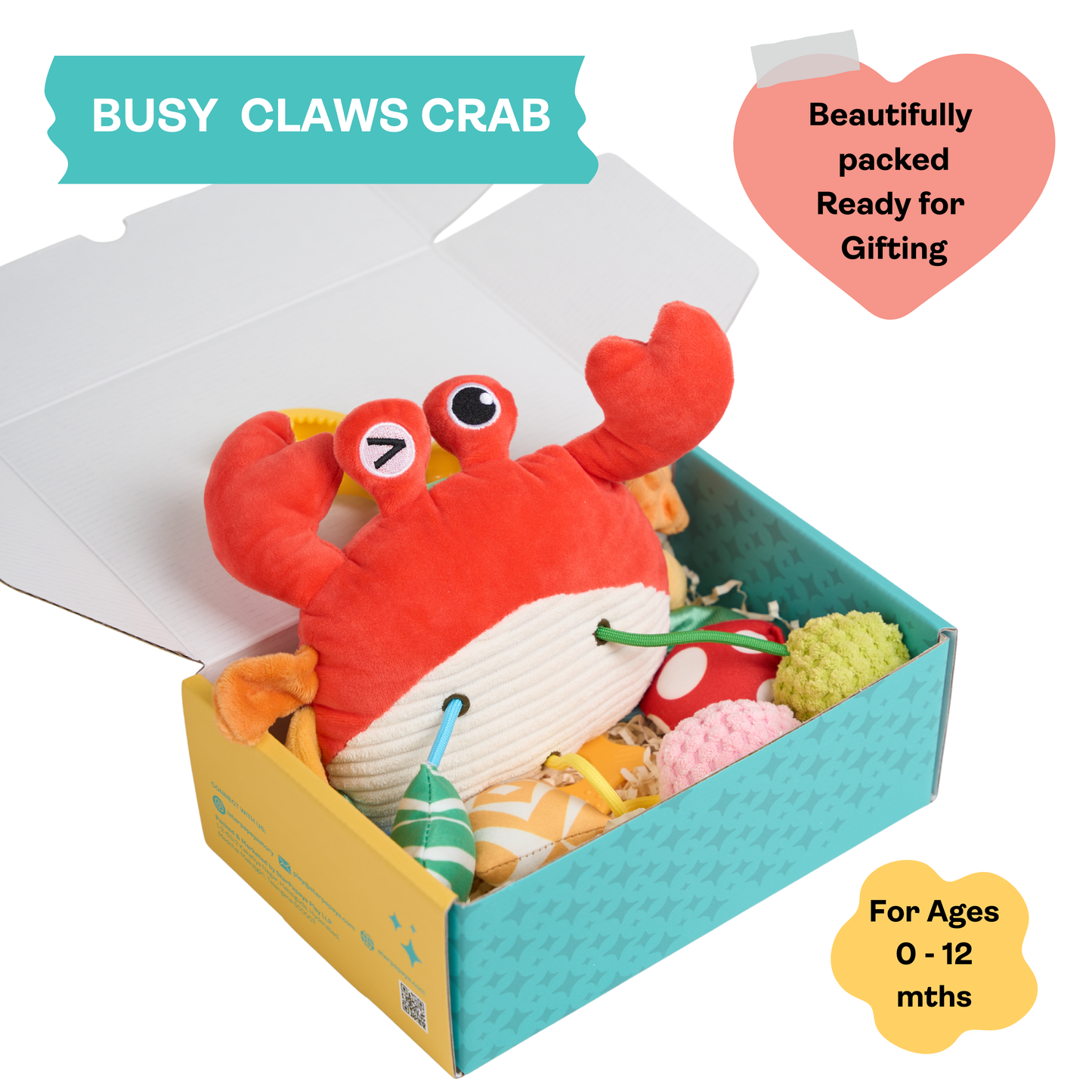 Busy Claws Crab - Plush Sensory Toy