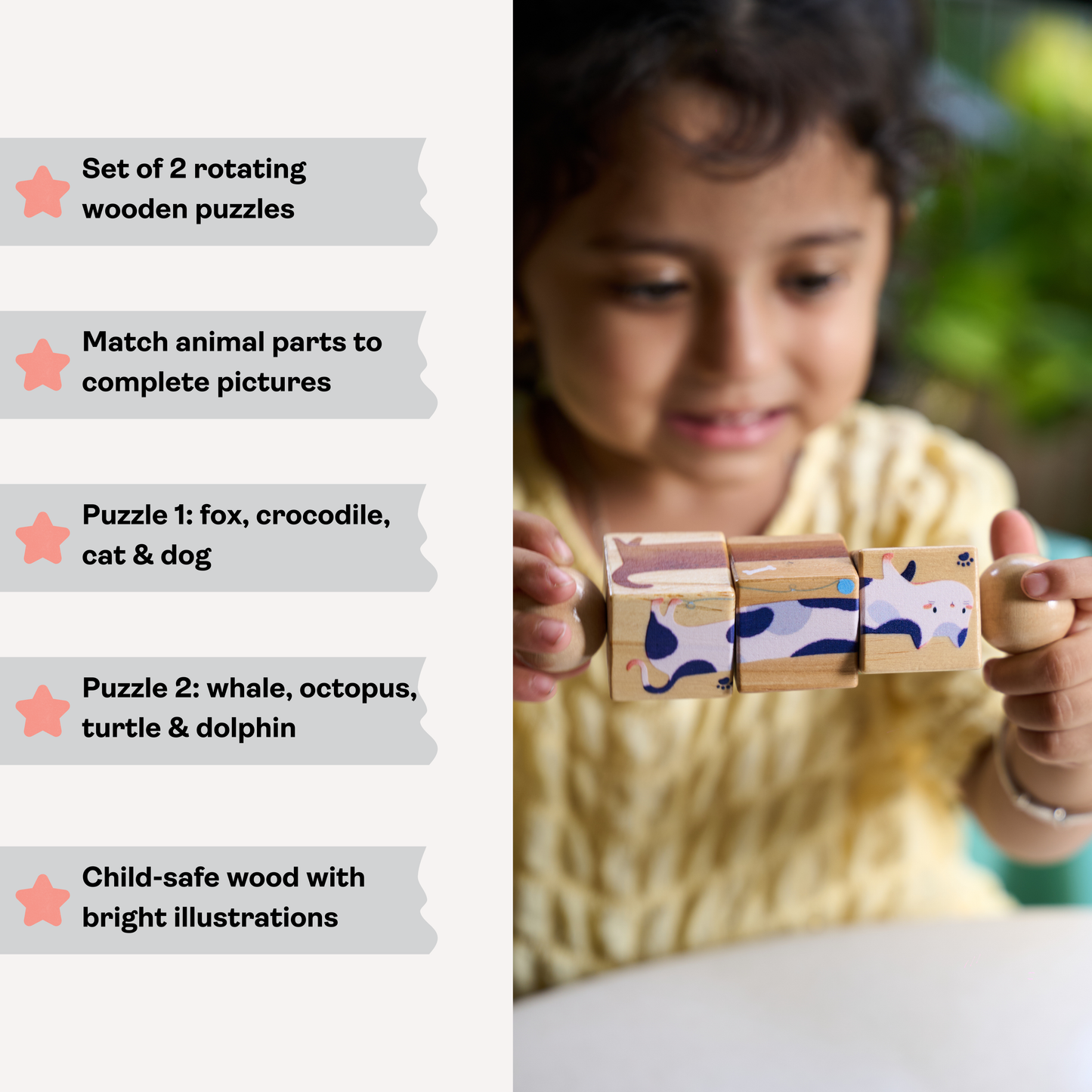 Wooden Rotating Animal Puzzle