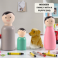 Wooden Peg Dolls Family with Dog
